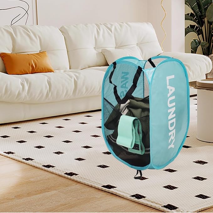 2Pcs Dirty Clothes Hampers for Laundry Foldable Mesh Pop Up Hampers | - Image 4