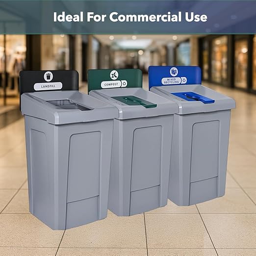33 Gallon Landfill Waste Bin with Open-Top Lid – Heavy-Duty Commercial Trash Can with Liner Cinches and Venting Channels – for Offices, Schools, and Restaurants