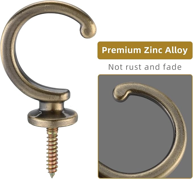 DeSS 2 Pack Curtain Holdbacks Curtain Tiebacks Hooks Wall Mounted Curtain Hooks - Image 2
