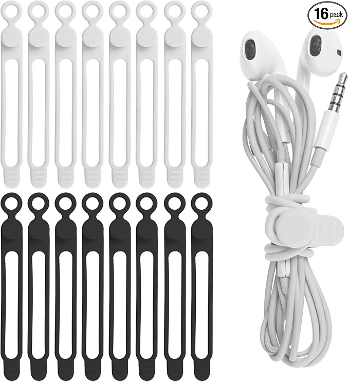 Silicone Cable Ties, Cord Organizer Cable Management, Office Desk Accessories by ELECTRONICSORGANIZATION