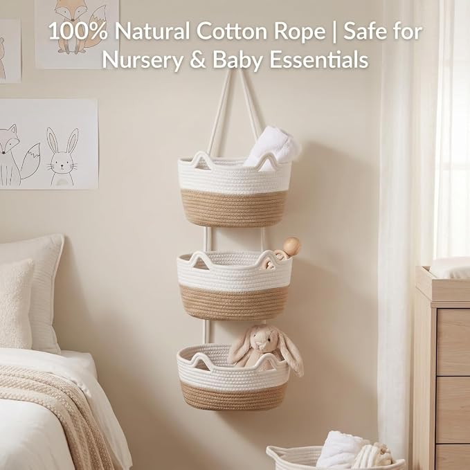 Hanging Basket, Woven 3 Tier Over Door Basket - Image 8