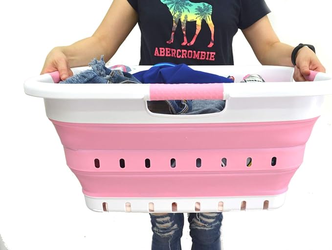 SAMMART 41L Collapsible 3 Handled Plastic Laundry Basket - Image 6
