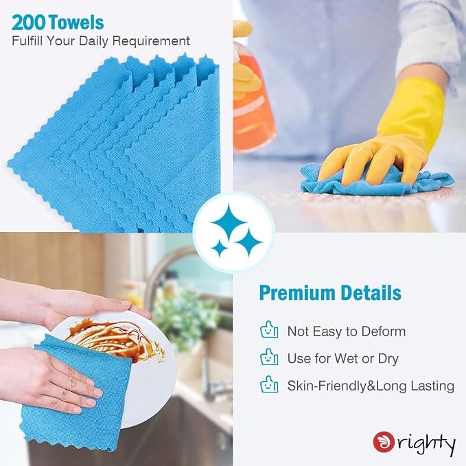 Orighty Microfiber Cleaning Cloth, 200 Pack Microfiber Towels - Image 5