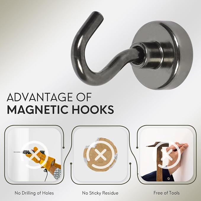 Neosmuk Magnetic Hooks, 30lb Heavy Duty, 10 Pack - Image 5
