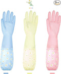 KAQ Dishwashing Cleaning Gloves 3 Pairs-Reusable Rubber Gloves Non-Slip Laundry by KAQ