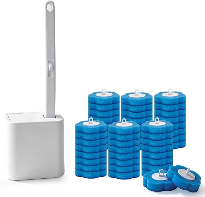 Disposable Toilet Brush with 48 Refills, Toilet Bowl Cleaner, Toilet Cleaning by Clowand
