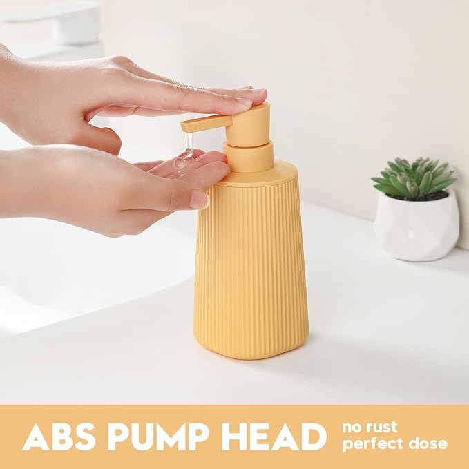 YAUKPH Small Soap Dispenser for Bathroom and Kitchen Matte Yellow | Modern - Image 4