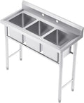 WILPREP NSF Stainless Steel 3 Compartment Commercial Sink 11x10x10 Inch Basins, Kitche Station Utility Sink for Restaurant Bar Home Laundry Room Garage