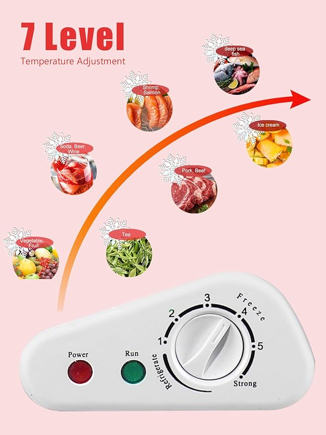 7.0 Cu.Ft Chest Freezer 7 Gears Temperature Control(-4°F to 6.8°F), Deep Compact Freezer with Two Removable Basket, for House, Kitchen, Garage, Basement, Shop, White