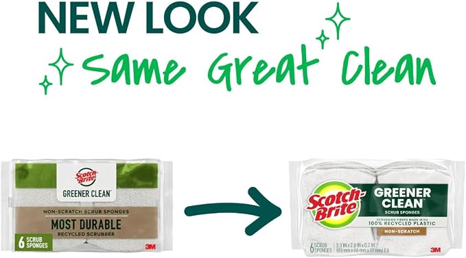 Scotch-Brite Greener Clean Non-Scratch Scrub Sponge, 6 Pack | Kitchen Sponges - Image 2