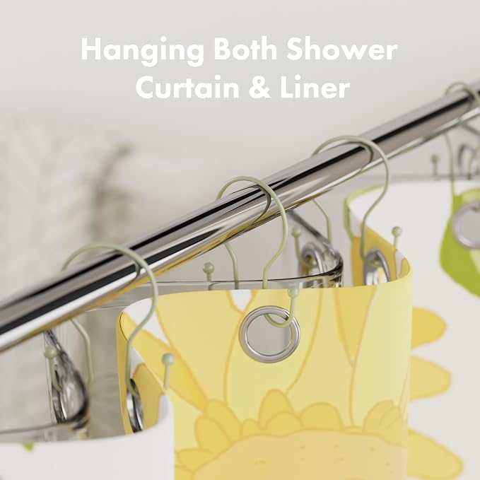 AmazerBath Shower Curtain Hooks Sage Green Shower Curtain Rings, Simple Double - Image 3