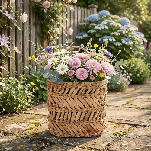 SHCMSADO Wicker Hanging Basket Handmade Woven Hanging Storage Basket Natural - Image 4
