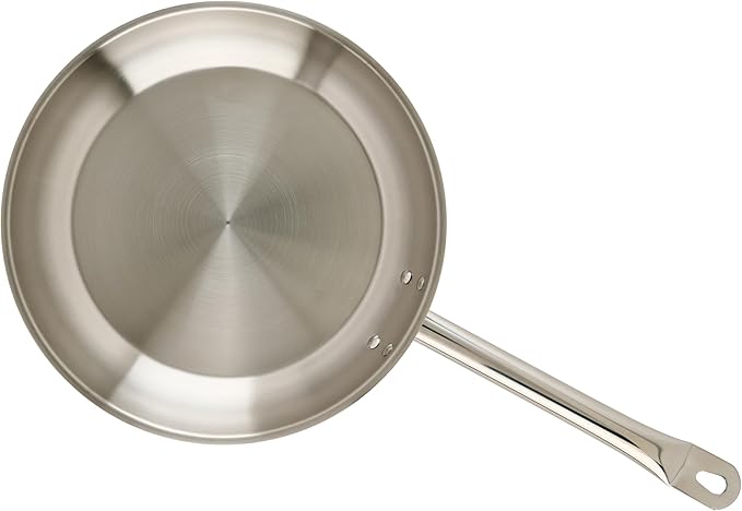 Winco Commercial-Grade Stainless Steel Fry Pan, Natural Finish, 11"