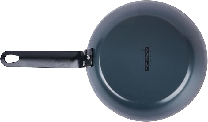 Restaurantware-Met Lux 8 Inch Fry Pan, 1 Lightweight Frying Pan - Induction-Ready, Triple-Riveted, Black Carbon Steel Cooking Skillet, Durable, For Searing, Sauteing, And Browning Food