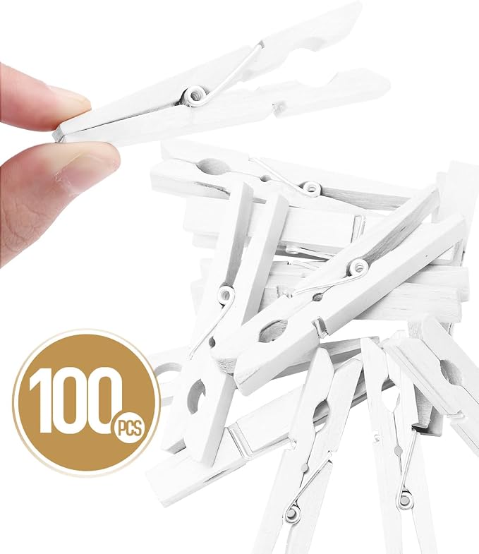100 Pack White Wooden Clothes Pins 2.9 Inch, Heavy-Duty Wood Clothespins | - Image 7