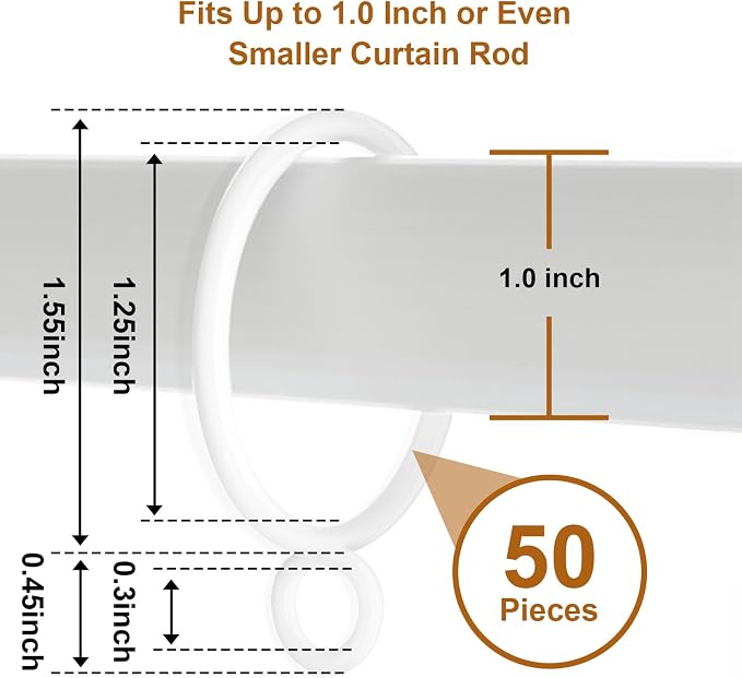 50 Packs White Metal Curtain Rings - Image 2
