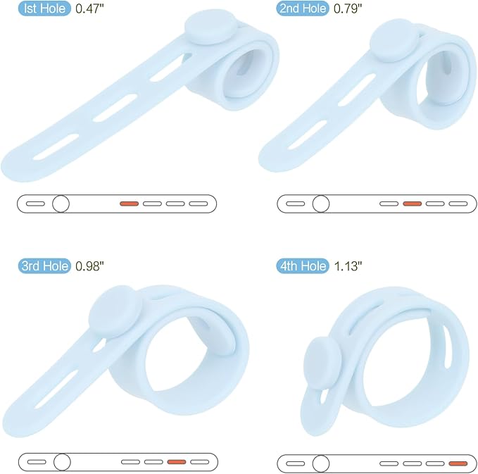 Donruby 24Pcs Silicone Cable Ties, Reusable Cord Organizer Straps, Ice Blue | - Image 3