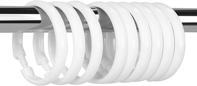 12 Packs Circular Shower Curtain Rings, Plastic Curtain O Rings Hooks by Qulable