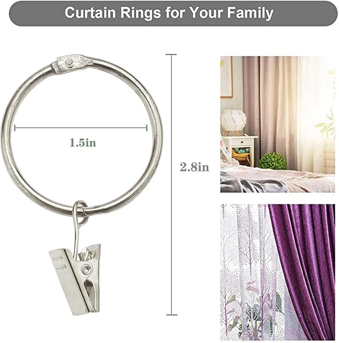 40 Pack Rings Curtain Clips Rustproof Metal Window Drapery Decorative Clips - Image 2