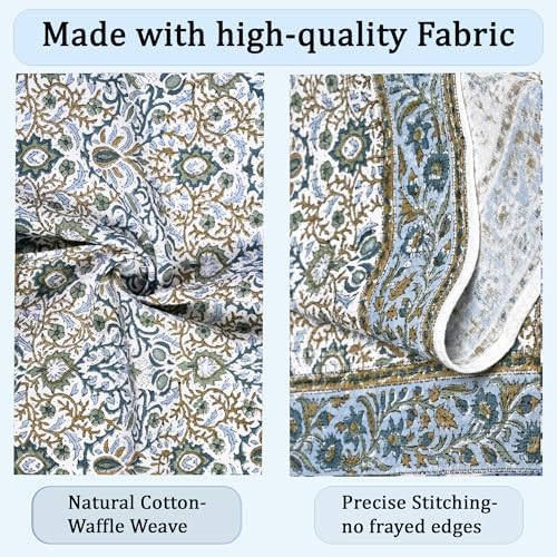 Ridhi Indigo Blue Hand Block Print 100% Cotton Kitchen Towels, 16x28 Inch - Image 2