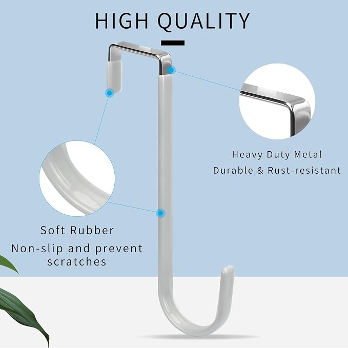 FYY Over the Door Hooks, Single-Hanger 4 Pack, Fits Doors 1.6" Silver | Heavy - Image 3
