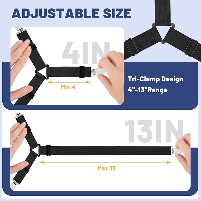 Adjustable Bed Sheet Straps, Elastic Fasteners - Image 2