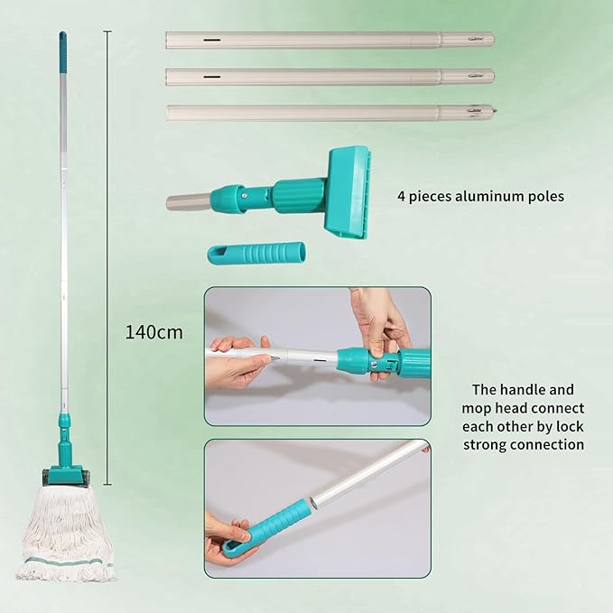 22 Qt (5.5 Gallon) Mop Bucket with Wringer for Floor Cleaning, Handle, Wheels, 16.5" L x 10.6" W x 26.4" H, Yellow,Add One Loop-end String Mop