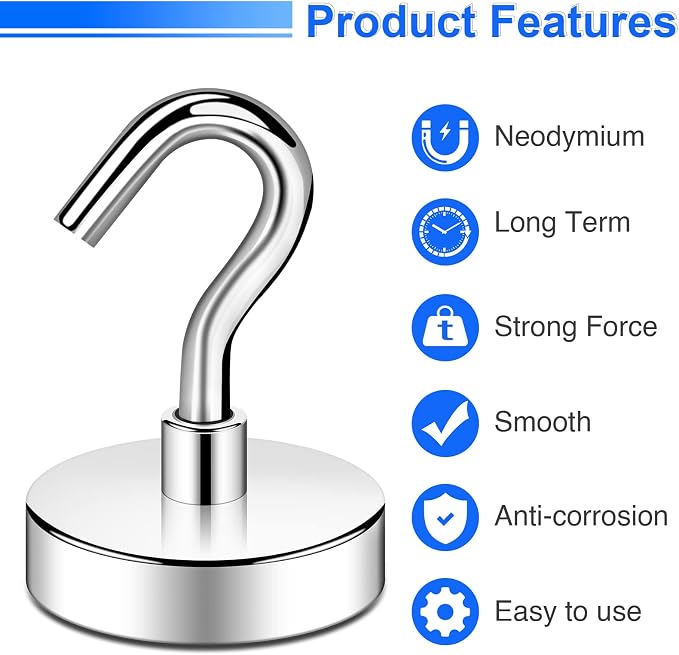 DIYMAG Magnetic Hooks, 85lbs Heavy Duty Magnets - Image 2