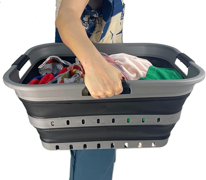 SAMMART 42 Collapsible Plastic Laundry Basket, Foldable Pop Up Storage - Image 5