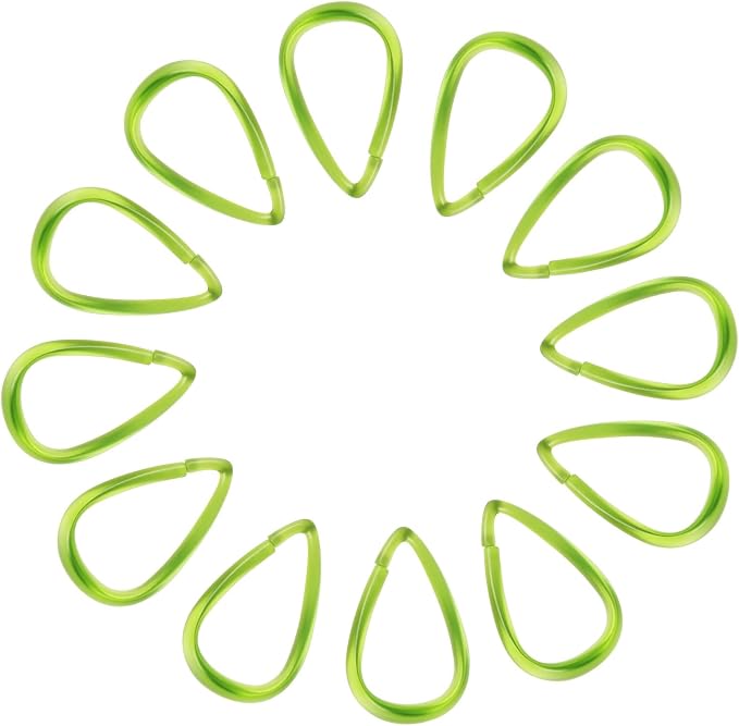 Top-spring Green Shower Curtain Hooks 12Pcs Drop Shaped Hooks - Image 8