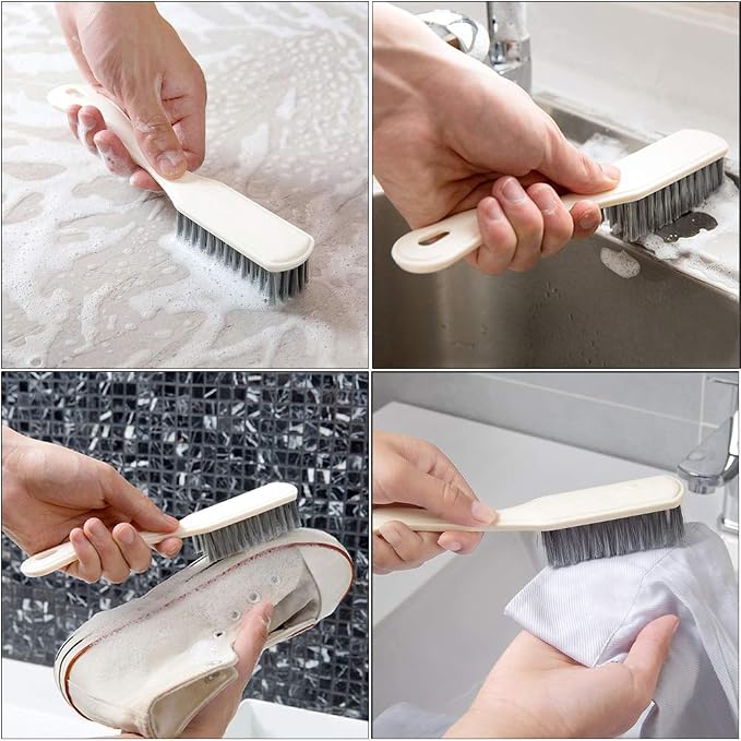Dish Brush Set 4 Pack with Handle, Stiff Bristle Kitchen Scrub Brushes - Image 4