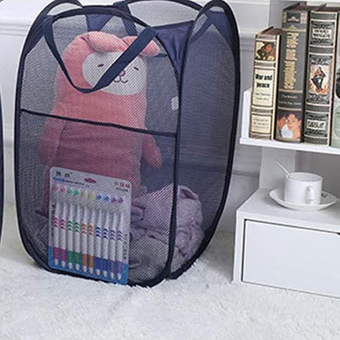 2 Pack Pop Up Laundry Hampers, Collapsible Mesh Laundry Basket, Foldable - Image 4