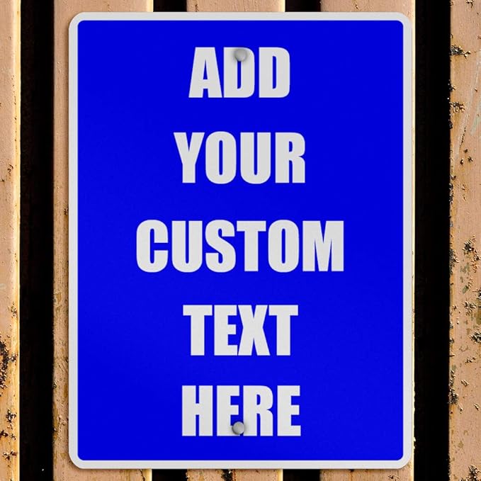 Aluminum Weatherproof Metal Sign Multiple Sizes Custom Personalized Text Here Blue White Notice Travel Vertical Street 18x24Inches