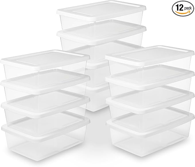 Sterilite Storage Box Stackable Tote, 12 Quart, 12 Pack by Sterilite