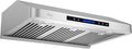 Awoco 36” Supreme 7” High Stainless Steel Under Cabinet Range Hood 4 Speeds, 8” Round Top Vent, 1000CFM 2 LED Lights, Remote Control & External Oil Collector (RH-S10-36S)