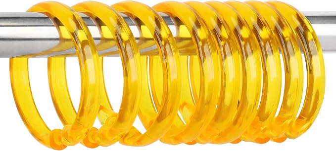 Golden Yellow Shower Curtain Hooks by Qulable