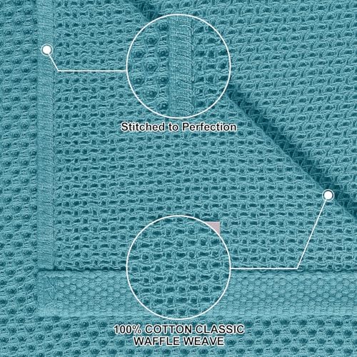 Homaxy 12 Pack 100% Cotton Kitchen Towels and Dishcloths Set, Lake Blue - Image 2
