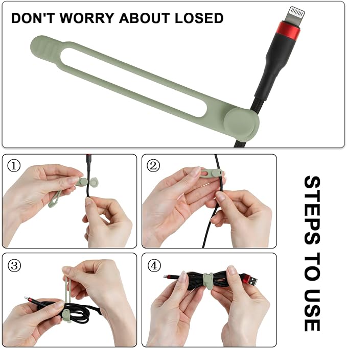 Silicone Cable Ties, Cord Organizer Cable Management | Reusable Cord Ties - Image 4