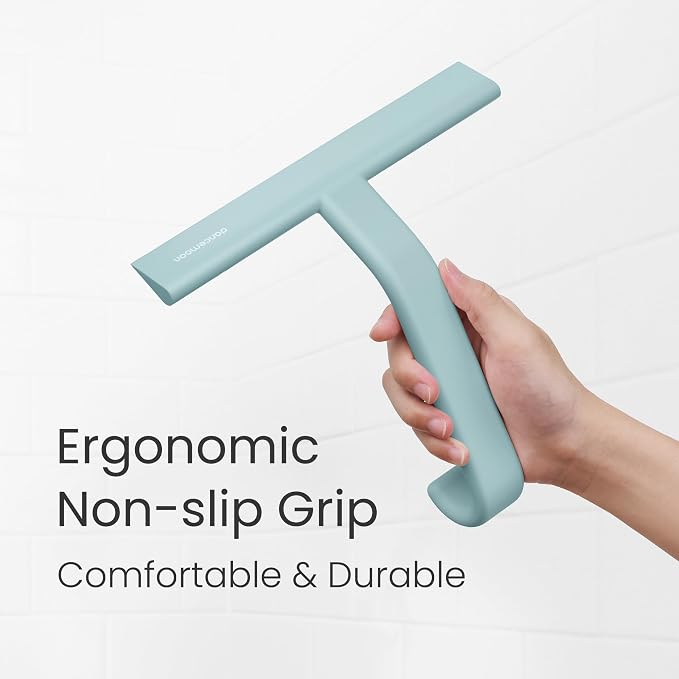 JustHang Shower Squeegee with Built-in Hook, 10-Inch Slate Blue | Award-Winning - Image 6