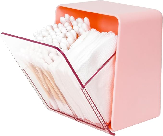Q tip Holder with 2 Compartments, Plastic Cotton Swab Holder Clear Qtip by Obsoorth