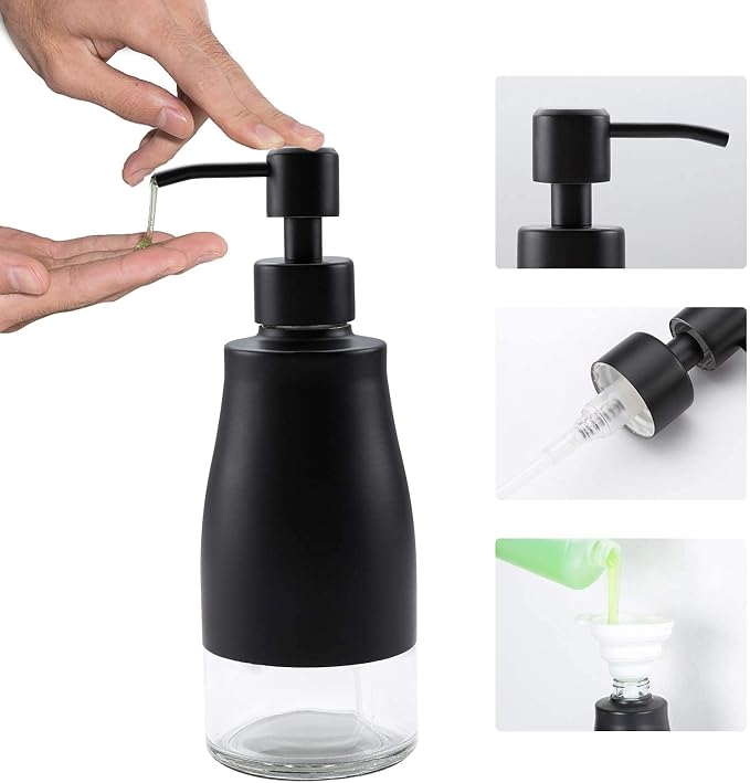 Gaussra Black Soap Dispenser - 11 OZ / 320 ML | Refillable Lotion Stainless - Image 5