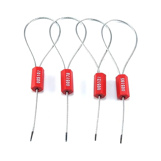 500 Wire Security Seals Numbered Steel Cable Seals Wire Tamper Seals Metal Wire Seals Steel Cable Tie Seals Pull Tight Cable Seal (Red)