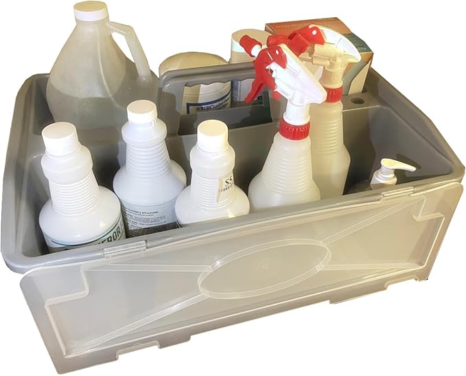 Extra Large 2 Compartment Cleaning Caddy Bucket Tool Supply Organizer with Handle