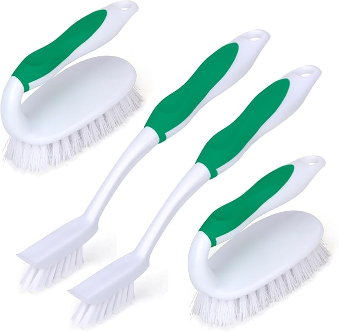 Scrub Brush Set, 4 Pack Deep Cleaning Brush Kit, 2 Tile & Grout Brush by HileSwan