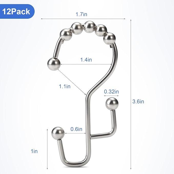 Shower Curtain Rings, SUTINE Double Shower Curtain Hooks, Rust-Resistant - Image 5