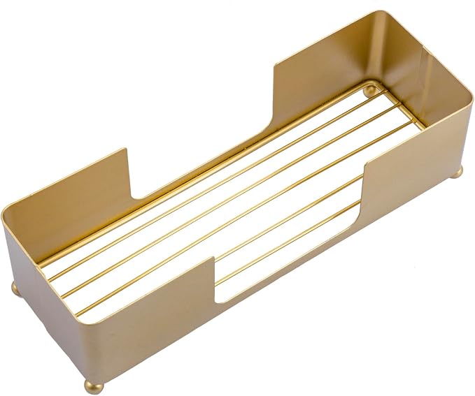 MyGift Brass Tone Metal Hand Towel Holder Countertop Dispenser Set of 2 - Image 7
