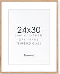 Fun Memories 24x30 Oak Wood Picture Frame, 24"x30" Poster Frame for Wall, Rustic Wood Frame 24x30 with Real Glass, 24 x 30 Frame with Mat for 18 x 24, Large Art Frames (Beige Oak Color, 1 Pack)