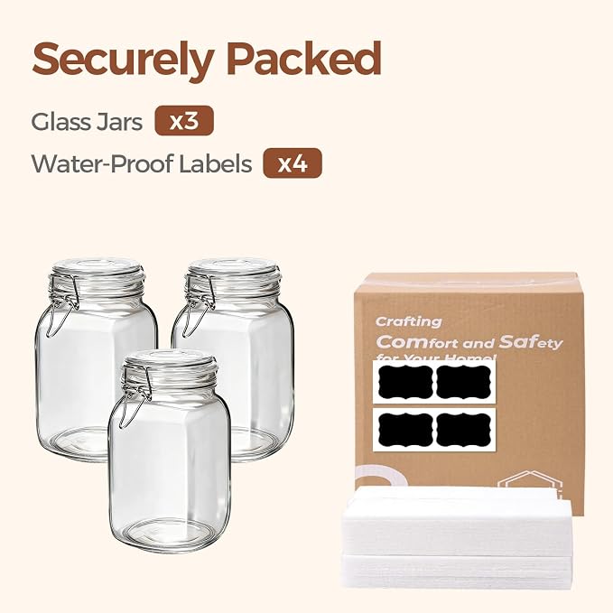ComSaf Square Glass Canisters 51 oz 3 Pack - Image 8