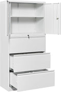 SISESOL 3 Drawer Lateral File Cabinet with Lock and Shelf,White Metal Filling Cabinet with Drawers and Shelf, Locking File Storage Cabinets with Doors and Shelves for Home,Office,Garage,School