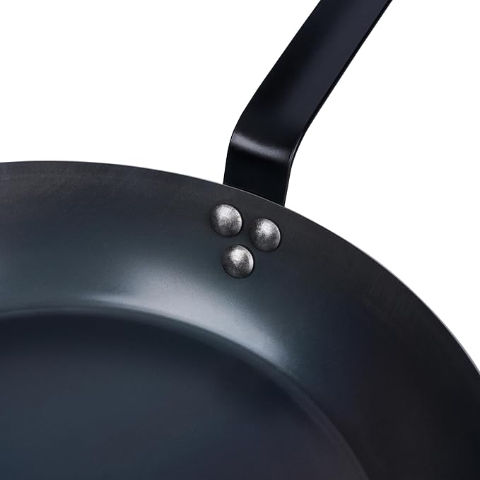 Restaurantware-Met Lux 13 Inch Fry Pans, 6 Lightweight Frying Pans - Induction-Ready, Triple-Riveted, Black Carbon Steel Cooking Skillets, Durable, For Searing, Sauteing, And Browning Food